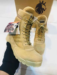 Men's Synthetic Leather Fancy Knee High Boots (Beige SWAT)