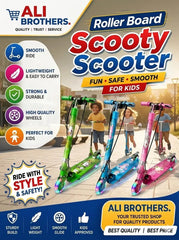 Scooty for Kids Heavy-Duty Outdoor e wheels Scotty with Hand Breaks, Adjustable Handlebar Strong Frame, Lightweight, Smooth and Fun Ride Kids Scooty Cycle, Tyre Lights