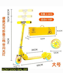 Kids Scooter Yellow Flashing Wheels 6-14 Years