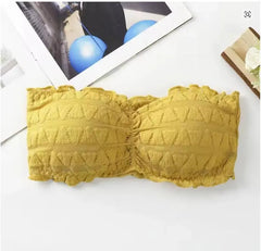 Yellow Padded Bra A Cup Lightweight Net Fabric