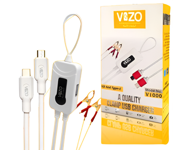 4 in-1 Charger V1000 CLAMP USB Charger | Data Charging Cable for android mobile phones