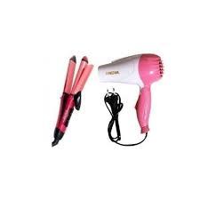 Combo Of Hair Dryer Plus 2 In 1 Hair Straightener & Curler