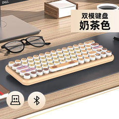 Girls' Office Three-Mode Wireless Bluetooth Keyboard and Mouse Set Gradient Color Computer Notebook Portable Wireless Keyboard